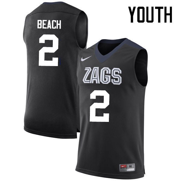 Youth #2 Jack Beach Gonzaga Bulldogs College Basketball Jerseys-Black - Click Image to Close